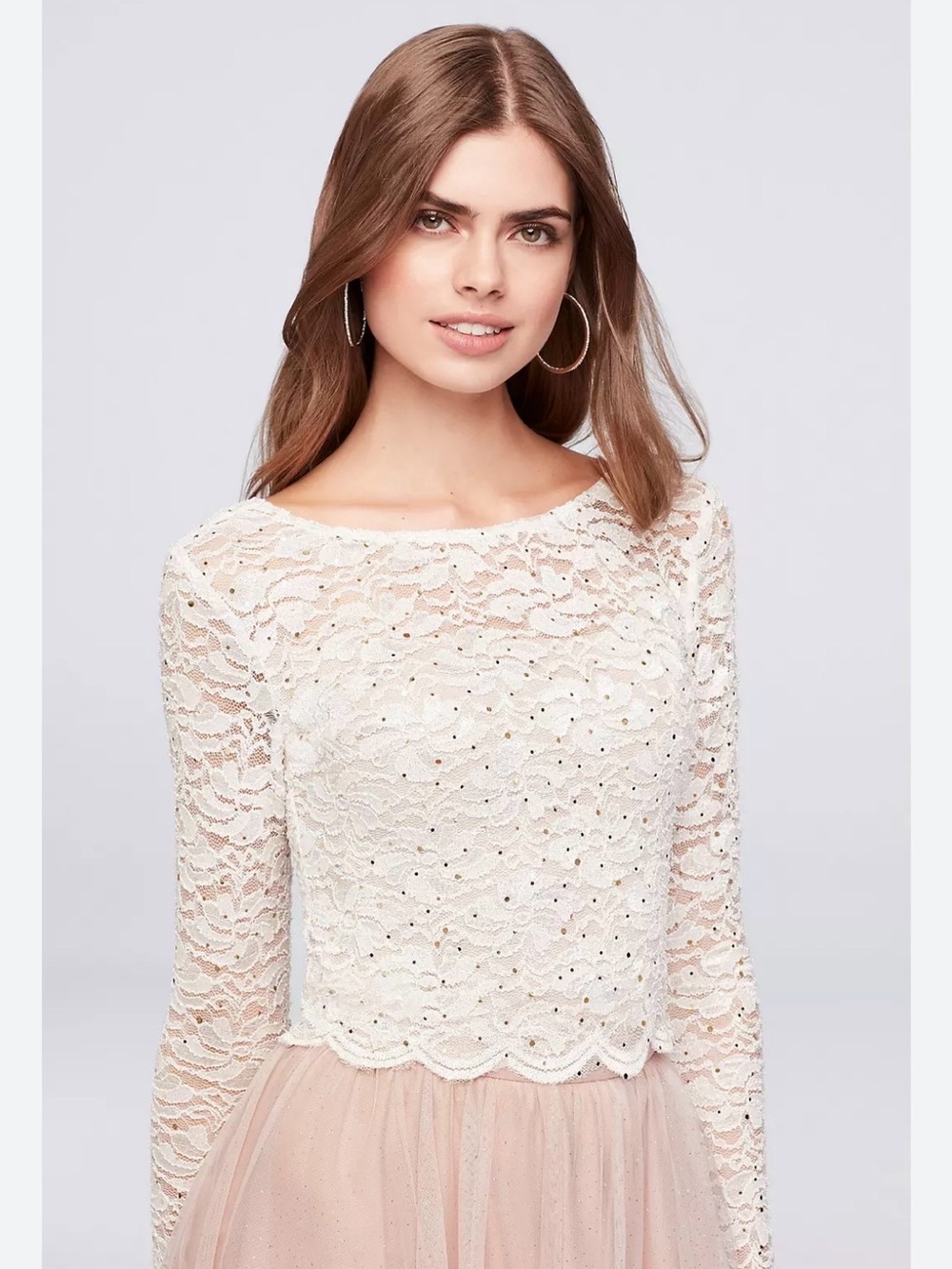 Jump Apparel Lace Bodice Prom / Formal -  2 piece in Blush and Ivory  Size XS